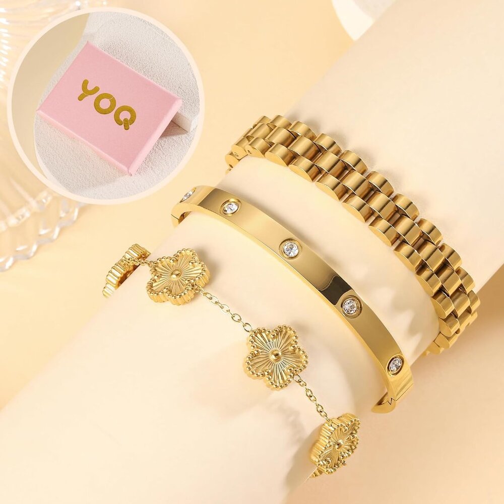 Stackable Four Leaf Clover Bracelets For Women, 1… - image 5